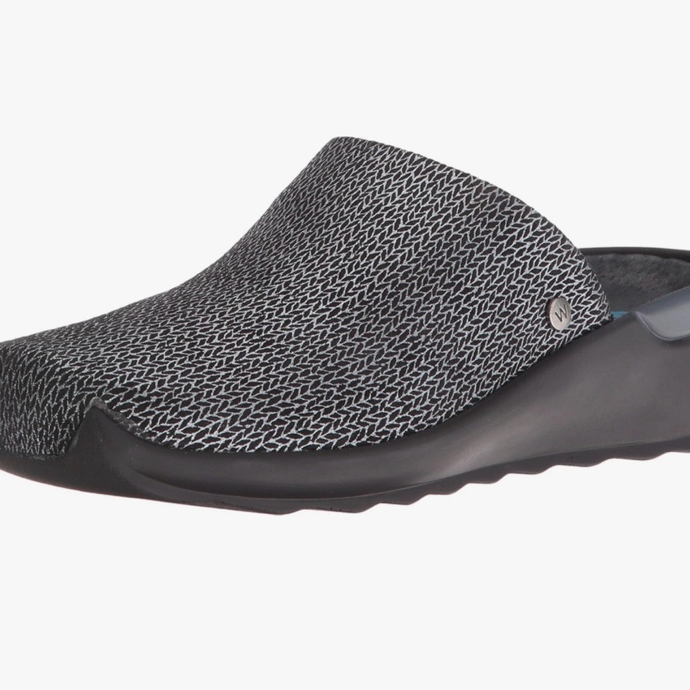 Wolky Go Black Malibu Suede Black and Gray Slip-On Clogs.